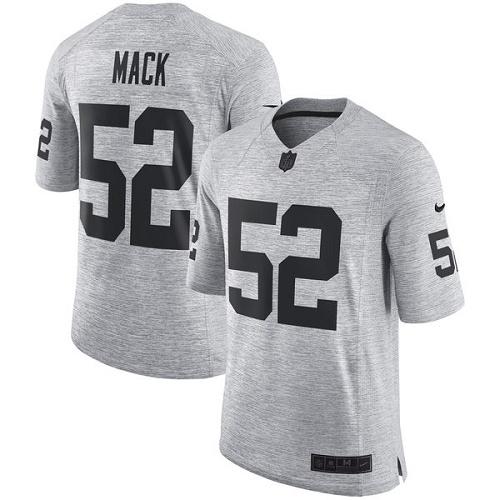 Nike Raiders #52 Khalil Mack Gray Men's Stitched NFL Limited Gridiron Gray II Jersey - Click Image to Close